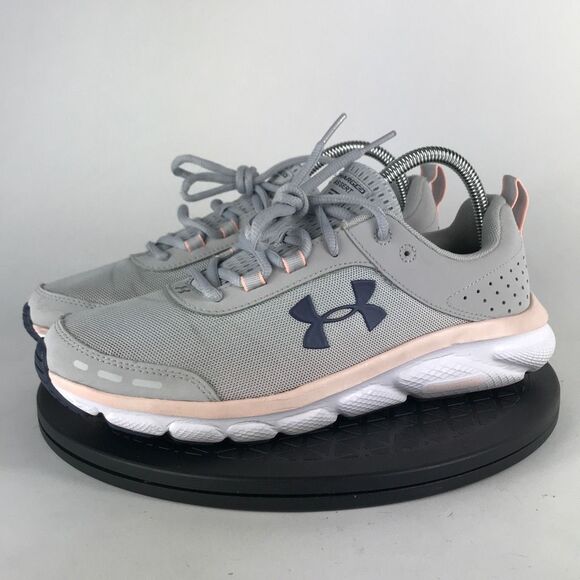Under Armour Shoes - Under Armour Charged Assert 8 Gray/Pink Running Shoes 3021972-105 Women Size 9.5